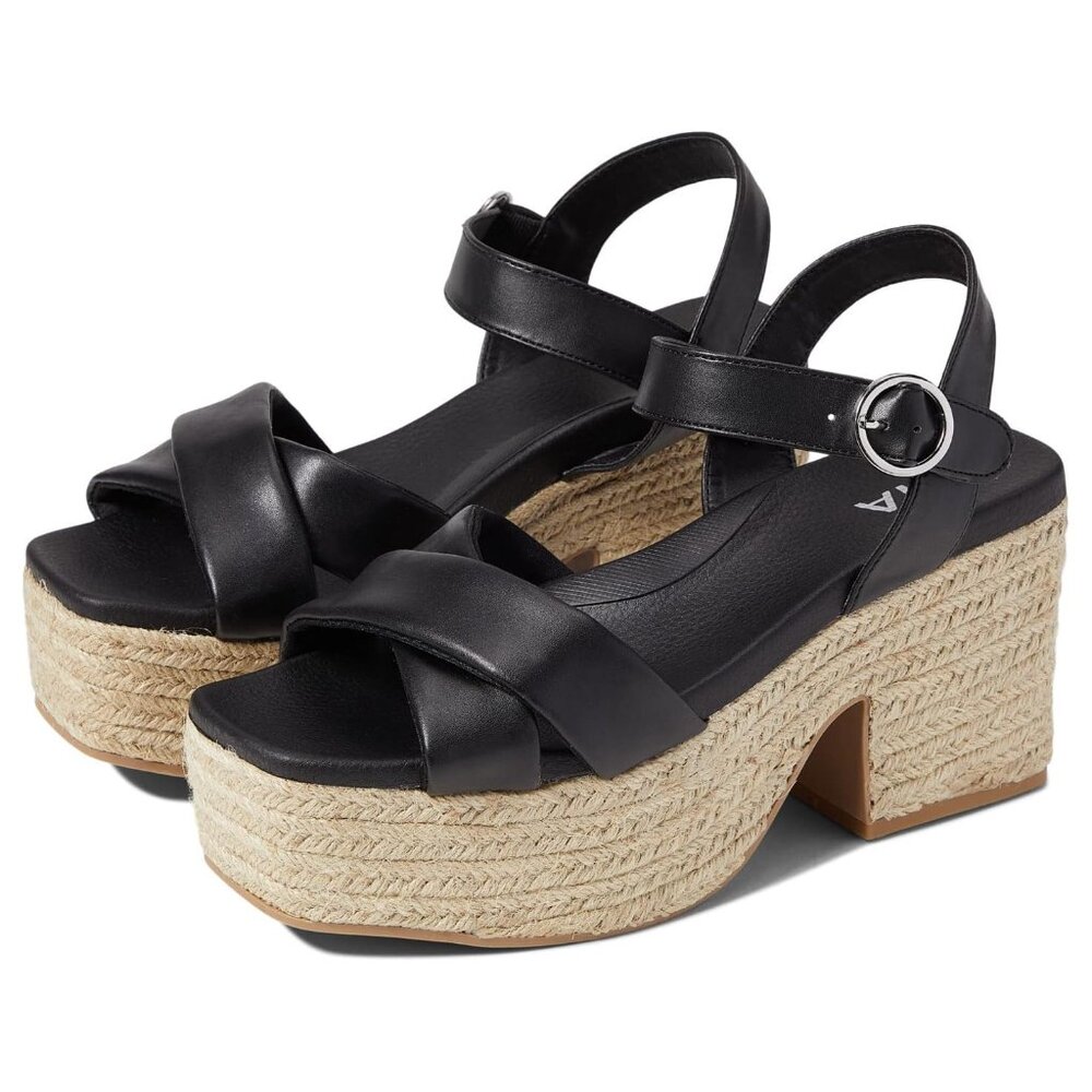 Mia Havana Women's Faux Leather Ankle Strap Espadrilles